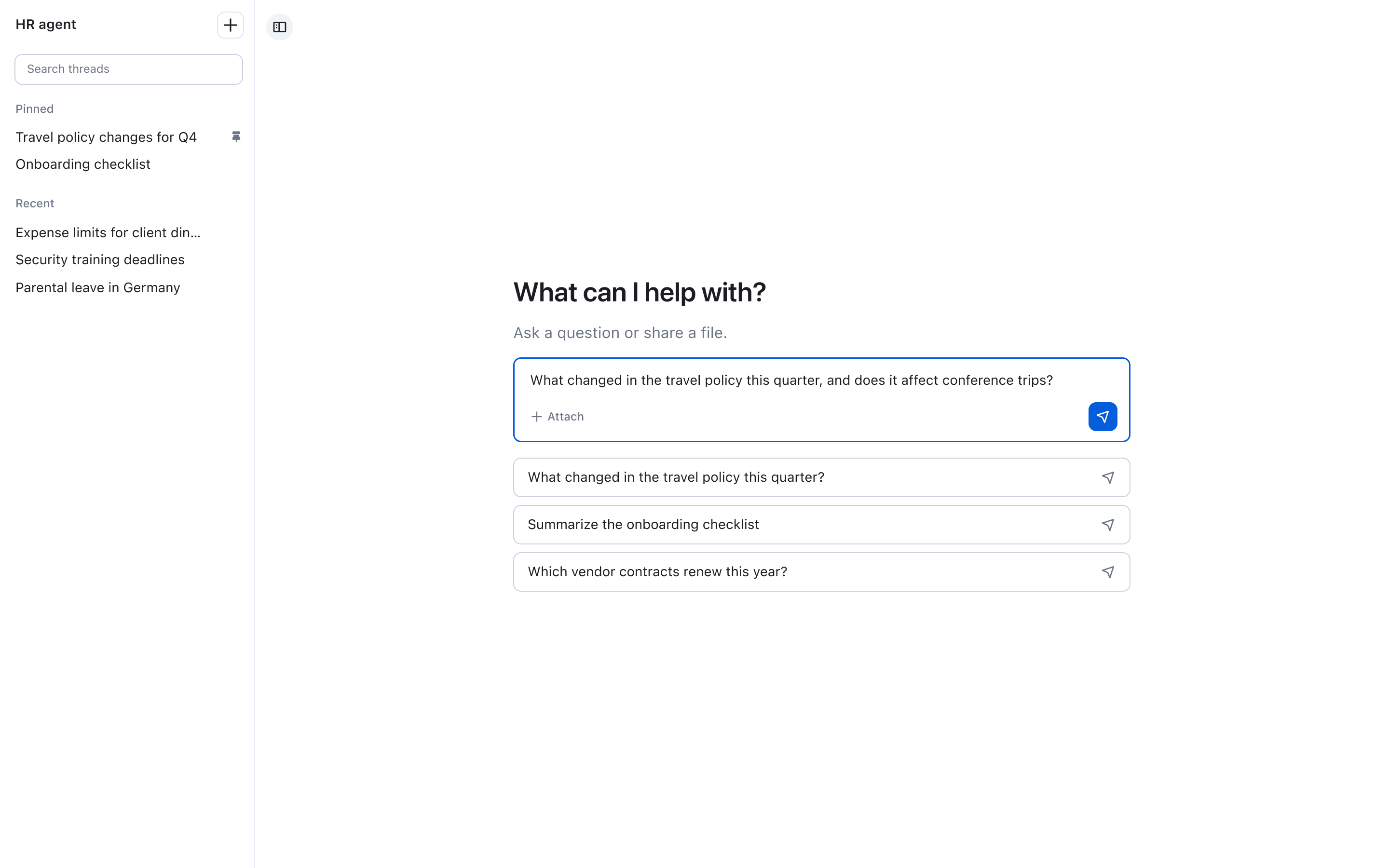 Full-screen Agent Chat occupies the content area on a page.